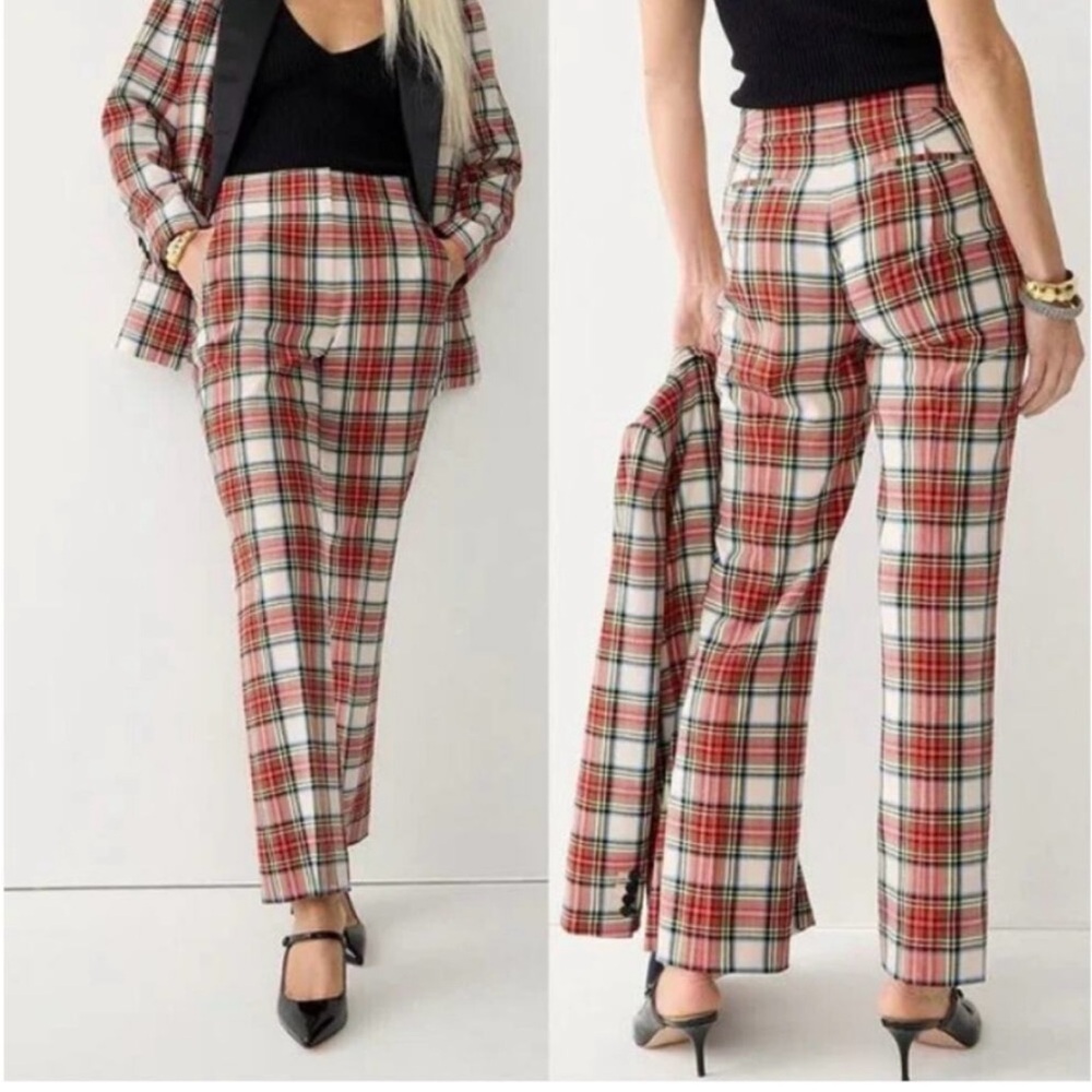 NWT J. Crew Willa cropped flare pant in Snowy Stewart tartan wool blend